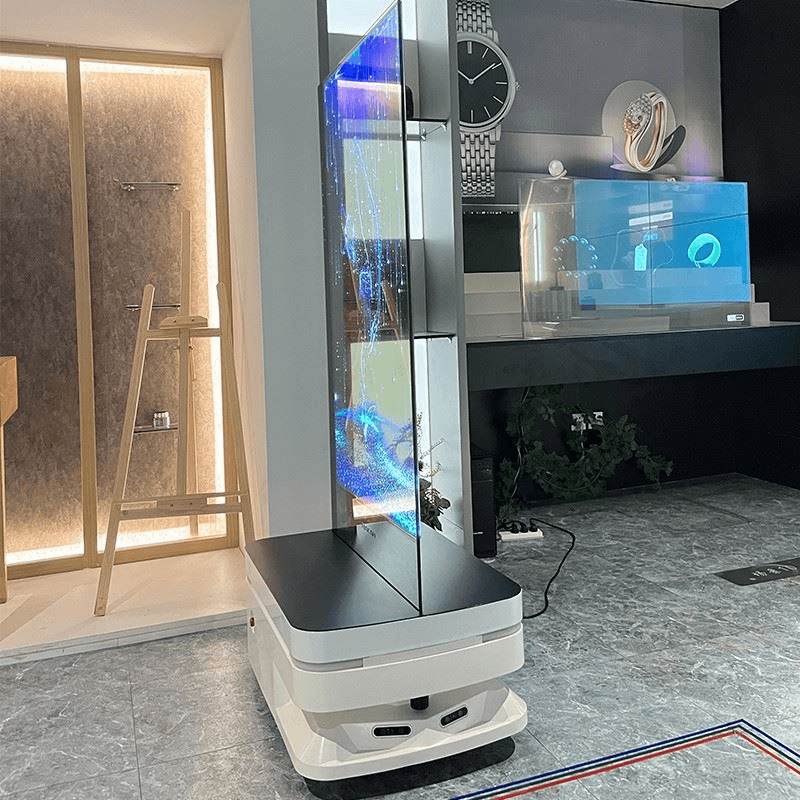 Reeman OLED service robot in a retail showroom